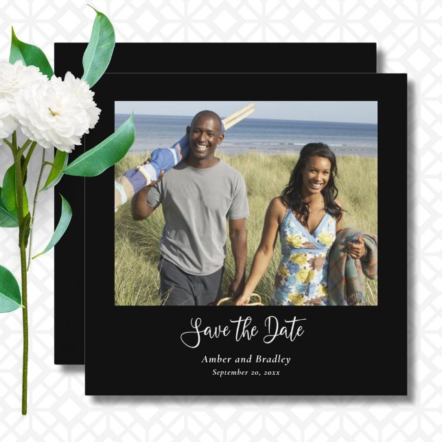 Black White Classic Photo QR Code Save the Date  Invitation (Creator Uploaded)