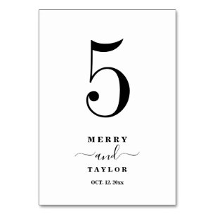 Black & White Classic simple Copper Wedding Table Number