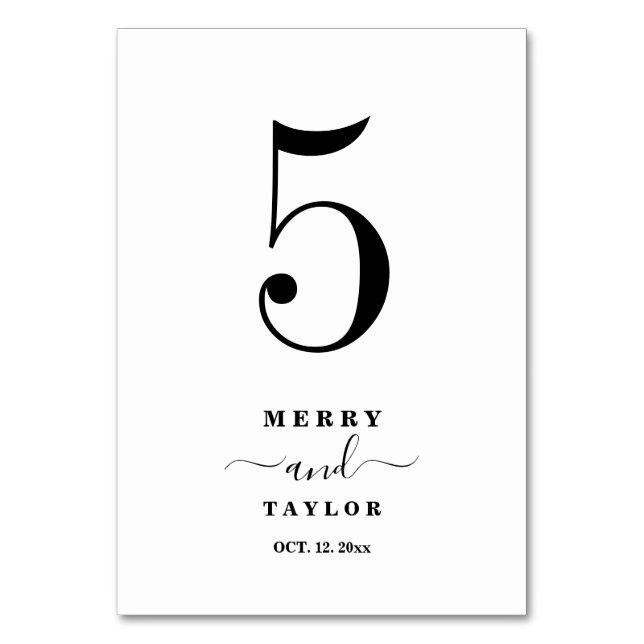 Black & White Classic simple Copper Wedding Table Table Number (Front)