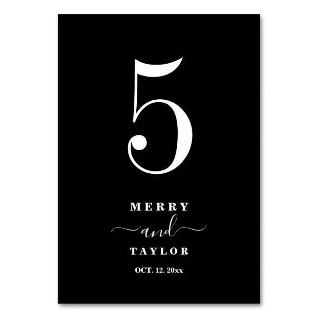 Black & White Classic simple Copper Wedding Table Table Number (Front)