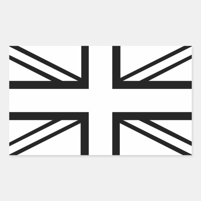 Black & White Classic Union Jack British(UK) Flag Rectangular Sticker (Front)
