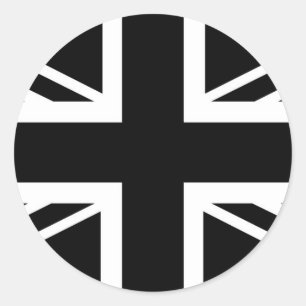 BLack & White Classic Union Jack British(UK) Flag Round Sticker