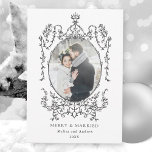 Black & White Classic Vintage Frame Photo Holiday Card<br><div class="desc">This flat christmas | holiday card features a black and white vintage frame with a photo. For more advanced customisation of this design,  please click the BLUE DESIGN TOOL BUTTON above!</div>
