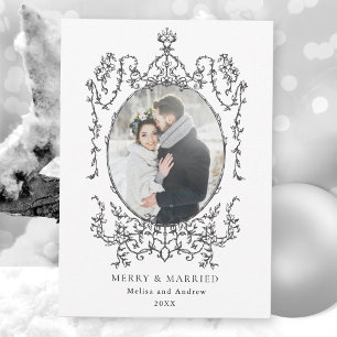 Black & White Classic Vintage Frame Photo Holiday Card