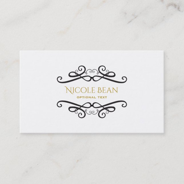 Black & White Classic Vintage Glamour Chic Business Card (Front)