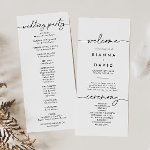 Black White Classic Wedding Program Programme