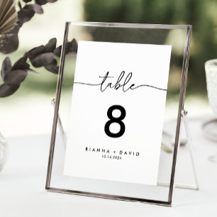 Black White Classic Wedding Table Number