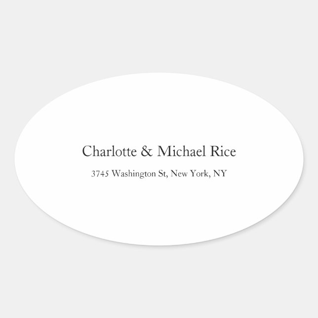 Black White Classical Bold Text Elegant Family Oval Sticker (Front)