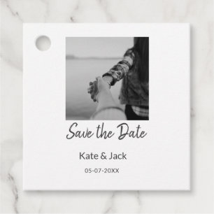 BLACK WHITE CLASSICsave the date add QR name date  Favour Tags