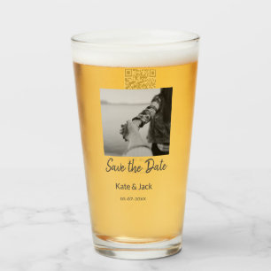 BLACK WHITE CLASSICsave the date add QR name date Glass