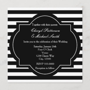 Black & White Classy Striped Party Invitation