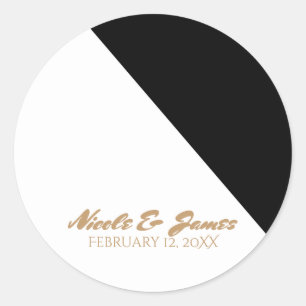 Black & White Classy Triangle Wedding Custom Favou Classic Round Sticker
