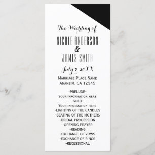 Black & White Classy Triangle Wedding Program Programme