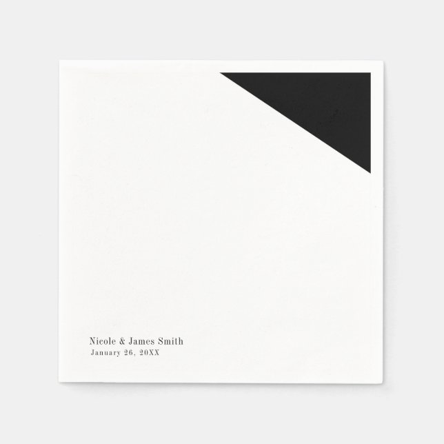 Black & White Classy Triangle Wedding Reception Napkin (Front)