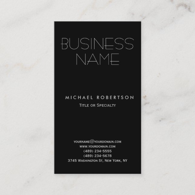 Black White Clean Consultant Business Card (Front)