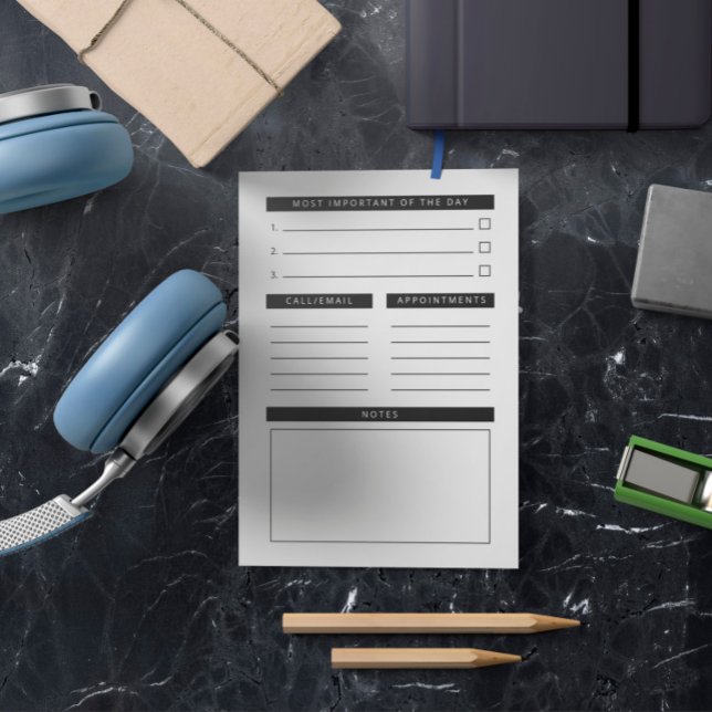 Black White Clean Daily Planner Post-it Notes (Creator Uploaded)