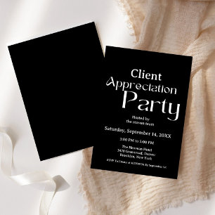 Black & white client appreciation party grateful  invitation