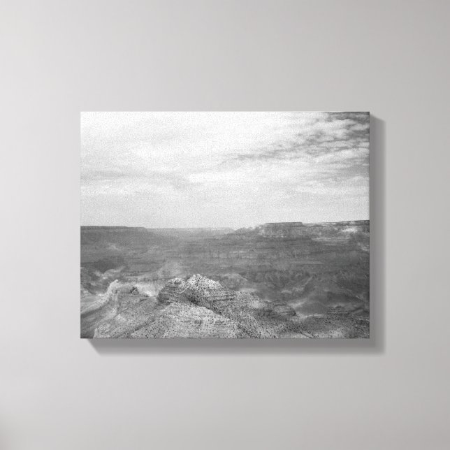 Black & White Cliff View of the Grand Canyon 11x14 Canvas Print (Front)