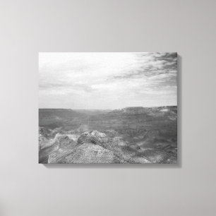 Black & White Cliff View of the Grand Canyon 16x20 Canvas Print