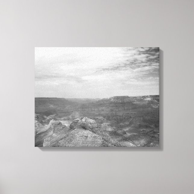 Black & White Cliff View of the Grand Canyon 16x20 Canvas Print (Front)