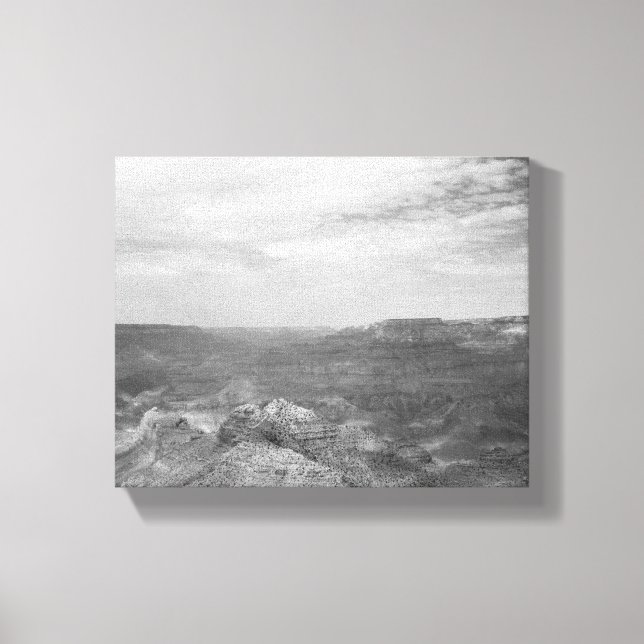 Black & White Cliff View of the Grand Canyon 8x10 Canvas Print (Front)