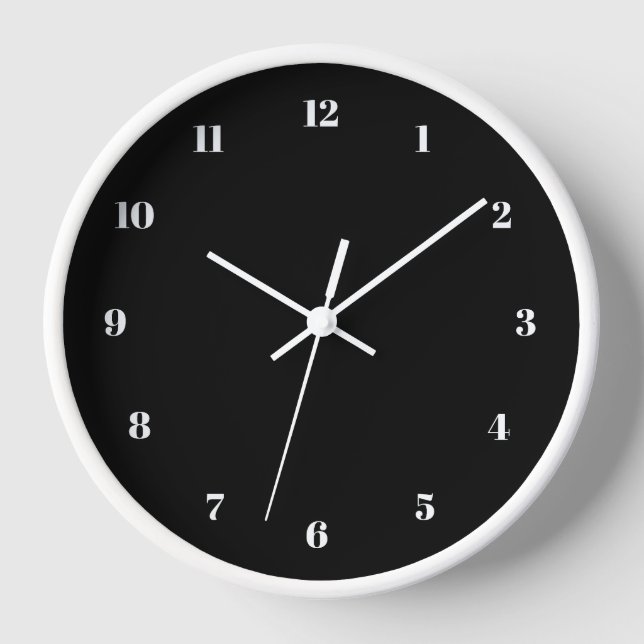 Black White Clock Custom Colours and Numbers Fonts (Front)