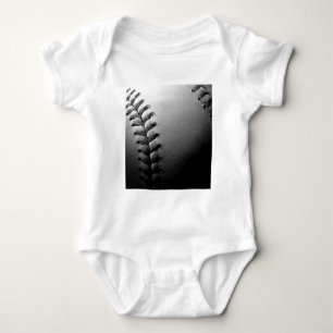 Black & White Close-up Baseball Baby Bodysuit