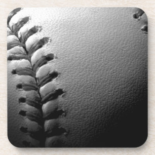 Black & White Close-up Baseball Coaster