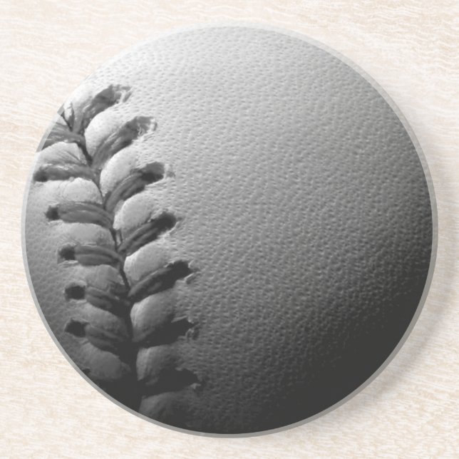 Black & White Close-up Baseball Coaster (Front)