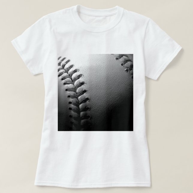 Black & White Close-up Baseball T-Shirt (Design Front)