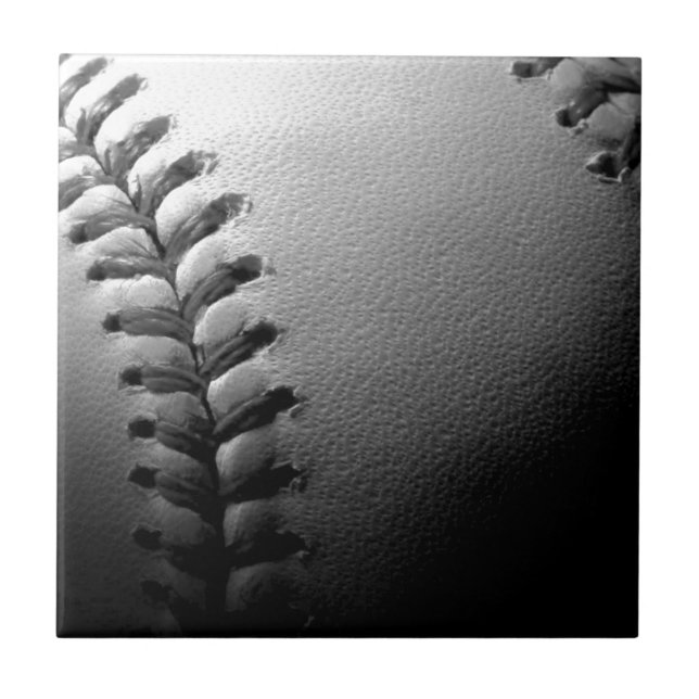 Black & White Close-up Baseball Tile (Front)