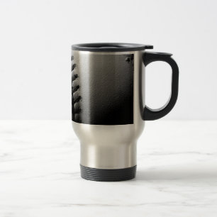 Black & White Close-up Baseball Travel Mug