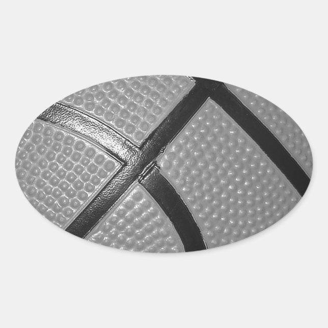Black & White Close-Up Basketball Oval Sticker (Front)