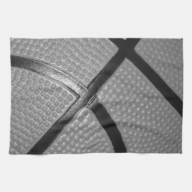 Black & White Close-Up Basketball Tea Towel (Horizontal)