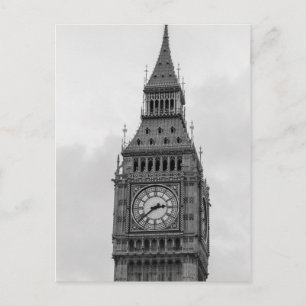 Black White Close up Big Ben Clock Tower London Postcard