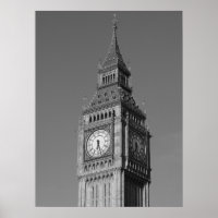 Black White Close up Big Ben Clock Tower London