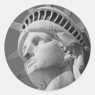 Black & White Close-up Statue of Liberty Classic Round Sticker