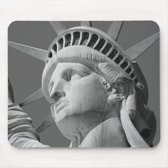 Black & White Close-up Statue of Liberty Mouse Mat (Front)