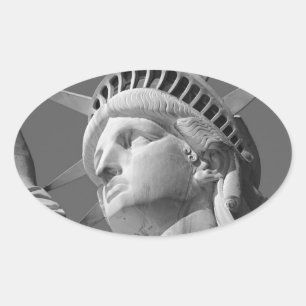 Black & White Close-up Statue of Liberty Oval Sticker
