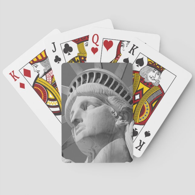 Black & White Close-up Statue of Liberty Playing Cards (Back)