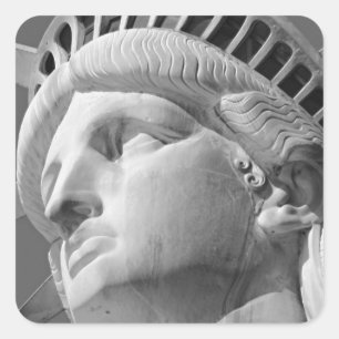 Black & White Close-up Statue of Liberty Square Sticker