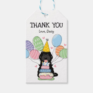 Black White Cockapoo Cavapoo Birthday Party Favour Gift Tags