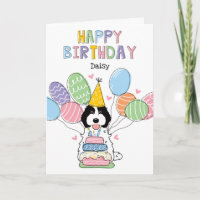 Black White Cockapoo Cavapoo Dog Happy Birthday