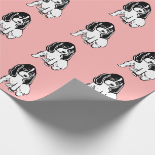 Black White Cocker Spaniels Pink Wrapping Paper