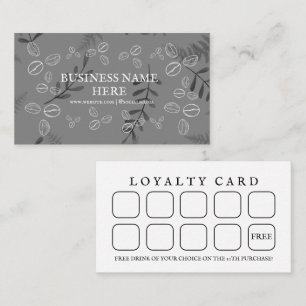 Black White Coffee Beans Café Coffee Shop  Loyalty Card