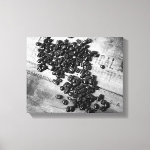 Black & White Coffee Beans on an Old Crate 11x14 Canvas Print