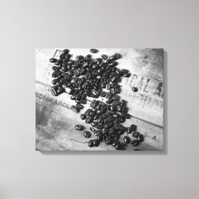 Black & White Coffee Beans on an Old Crate 16x20 Canvas Print (Front)