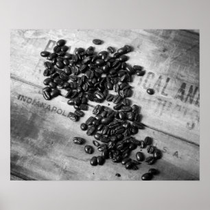 Black & White Coffee Beans on an Old Crate 16x20 Poster