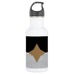 Black White Colorblock & Brown Diamond 532 Ml Water Bottle