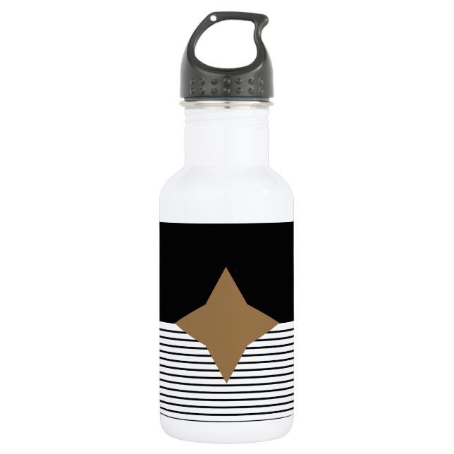 Black White Colorblock & Brown Diamond 532 Ml Water Bottle (Front)